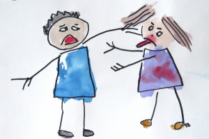 Zeichnung: Kinder streiten