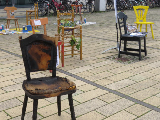 Aktionstag mit "ich - morgen - arbeitsplatz" vor dem Rathaus Gießen