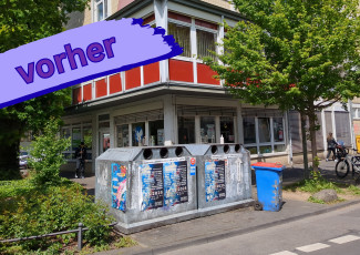 Altglascontainer vor dem DGB-Haus