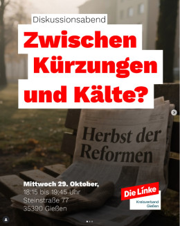 Diskussionsabend: Zwischen Kürzungen und Kälte?