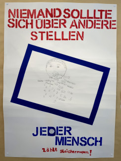 Plakat: niemand sollt sich über andere stellen