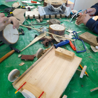 Holzbau-Workshop mit Kindern
