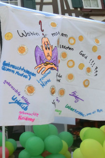 Plakat "Wohin mit dem bisschen Geld?"