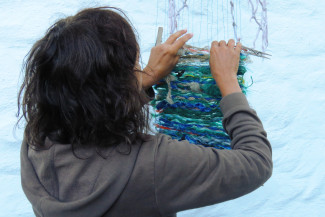 Wandteppich wird gewebt 