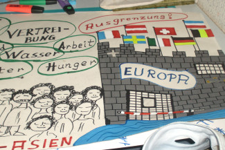 Plakat zum Thema Menschenrechte und Ausgrenzung aus Europa
