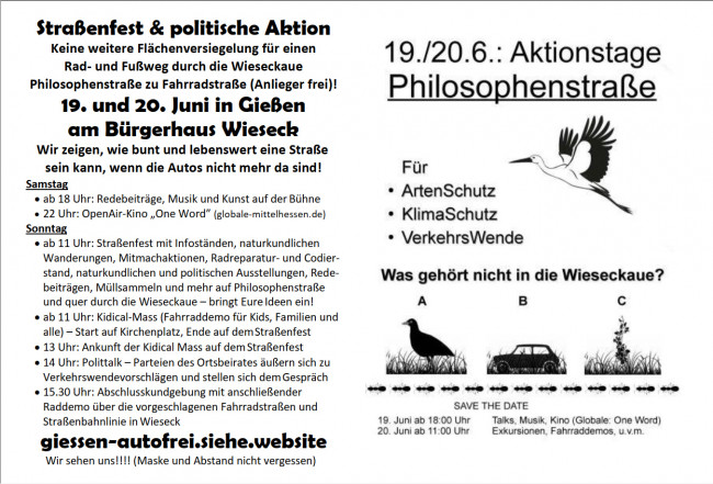 Flyer Verkehrswendeaktion Wieseckaue